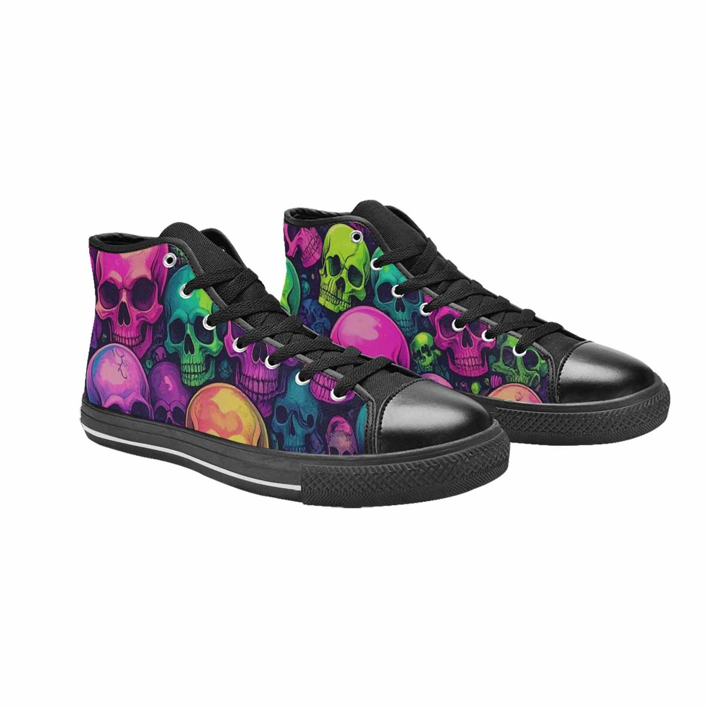 MEN'S Skulls - Neon High Top Canvas Dreamcore Custom Sneakers
