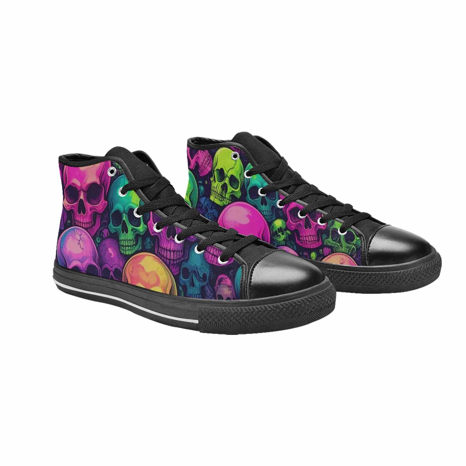 MEN'S Skulls - Neon High Top Canvas Dreamcore Custom Sneakers