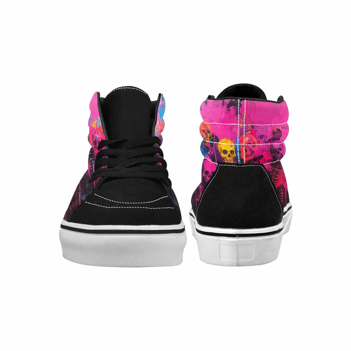 MEN'S Skeletons  Neon Pink High Top Canvas Dark Academia Sneakers