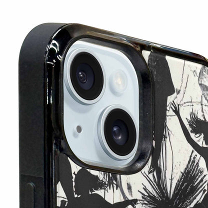 iPhone 15 Plus Case — Bold Dancing Figure Line Art Pattern, Customized Protective Case