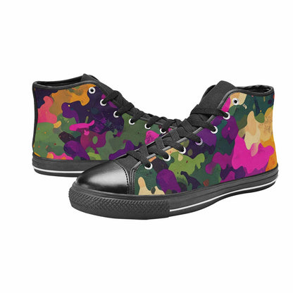 MEN'S Military Camouflage Blotch High Top Canvas Vibrant Chaos Sneakers