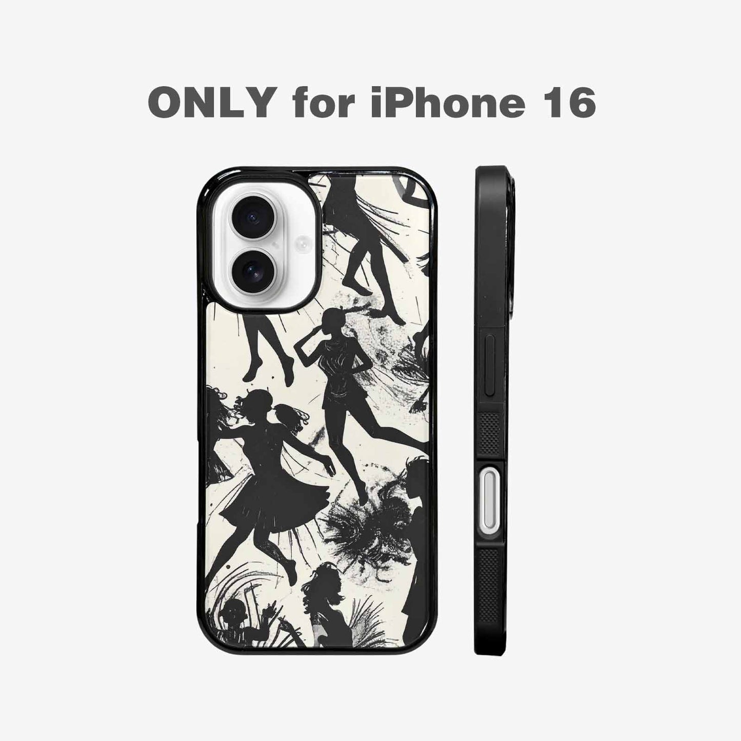 iPhone 16 Case — Bold Dancing Figure Line Art Pattern, Personalized Phone Case