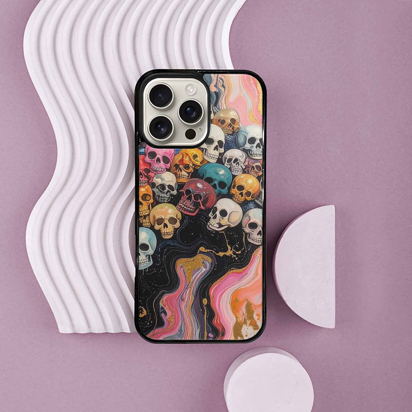 iPhone 16 Pro Max Case — Skulls Marbleskulls Pattern, Custom Phone Case