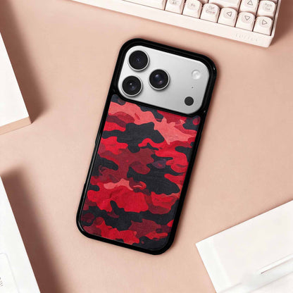 iPhone 17 Pro Case — Tactical Camo Red Black Custom Camo, Custom Designed Case Cover