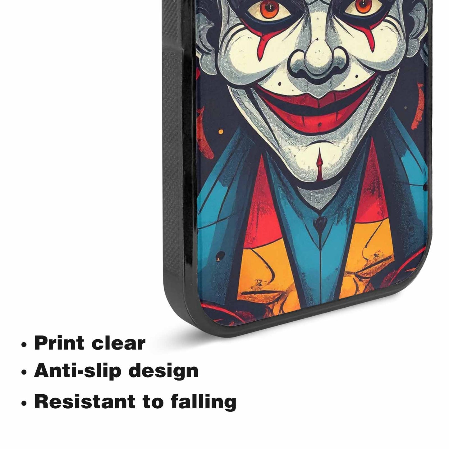 iPhone 15 Plus Case — Evil Circus Heads Faces Overlapping Patterns, Custom Phone Case