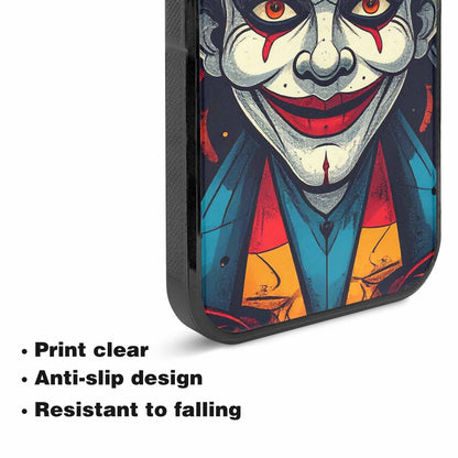 iPhone 15 Plus Case — Evil Circus Heads Faces Overlapping Patterns, Custom Phone Case