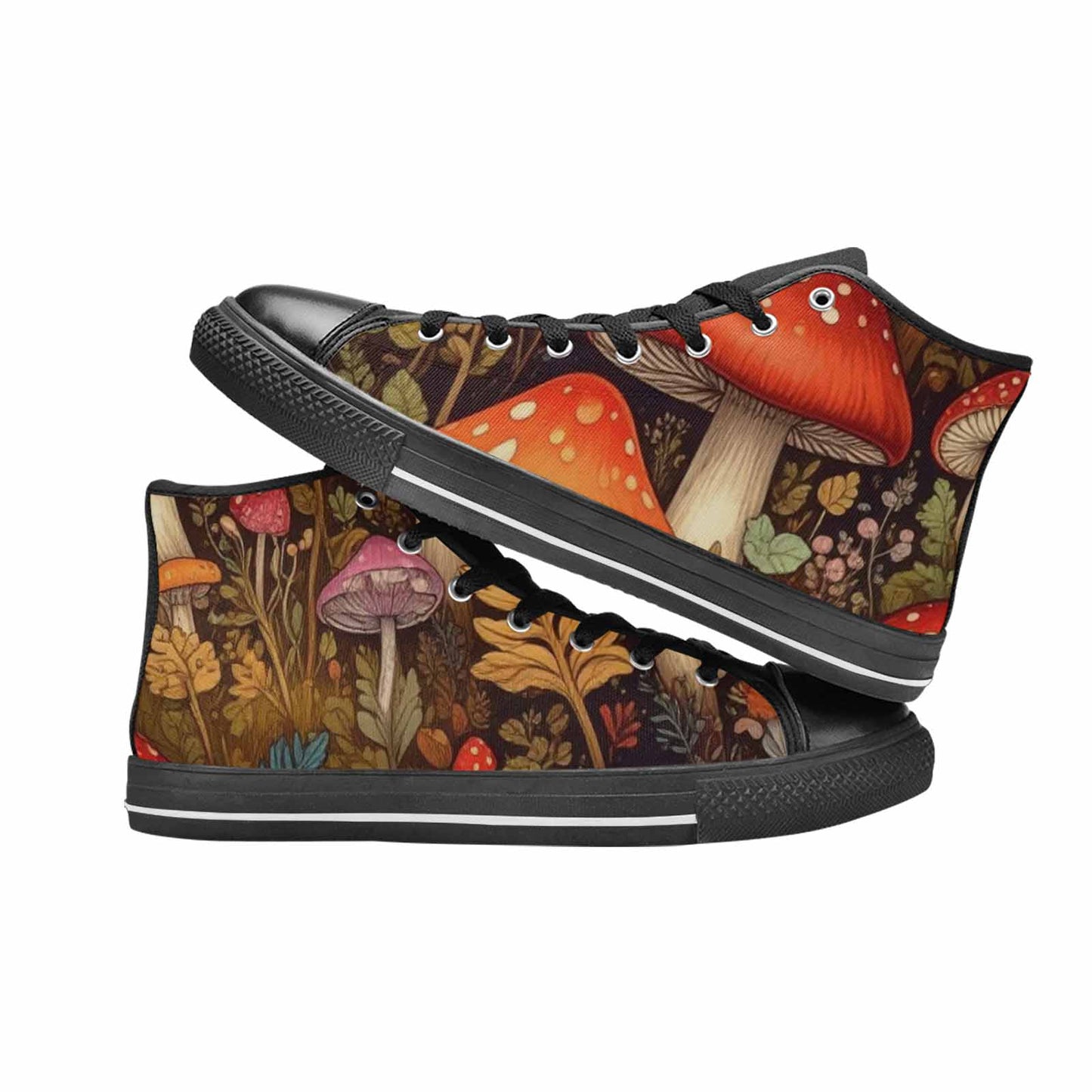 WOMEN'S Mushroom High Top Canvas Neon Fantasy Custom Sneakers