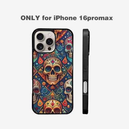 iPhone 16 Pro Max Case — Sacred Geometry Lots Of Skulls Seamless, Customized Protective Case