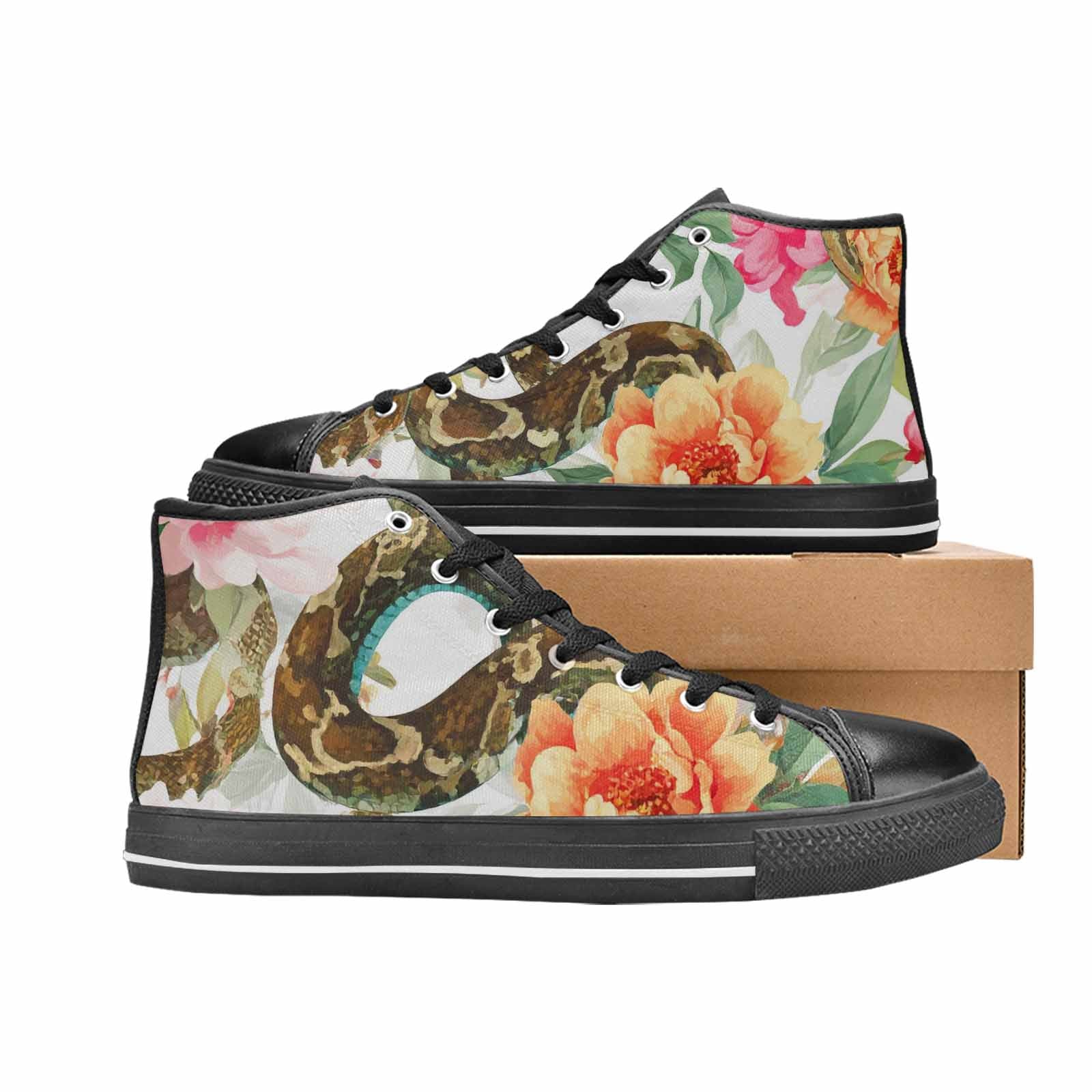 MEN'S Floral Snake Print High Top Canvas Aesthetic Sneakers