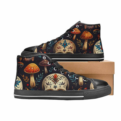 MEN'S Mushrooms And Skulls High Top Canvas Vivid Shoes
