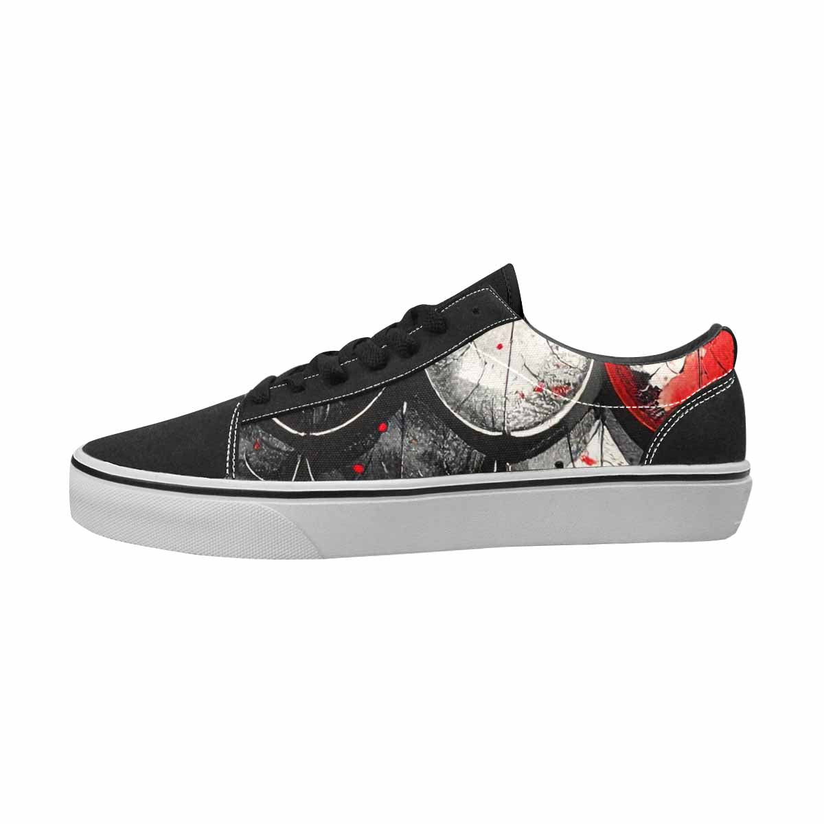 MEN'S Reptile Black & Red Ink Canvas Streetwear Surreal Customized Sneakers