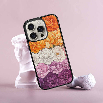 iPhone 16 Pro Case — Lesbian Flag Color Theme Small Rainbow, Custom Made Phone Cover