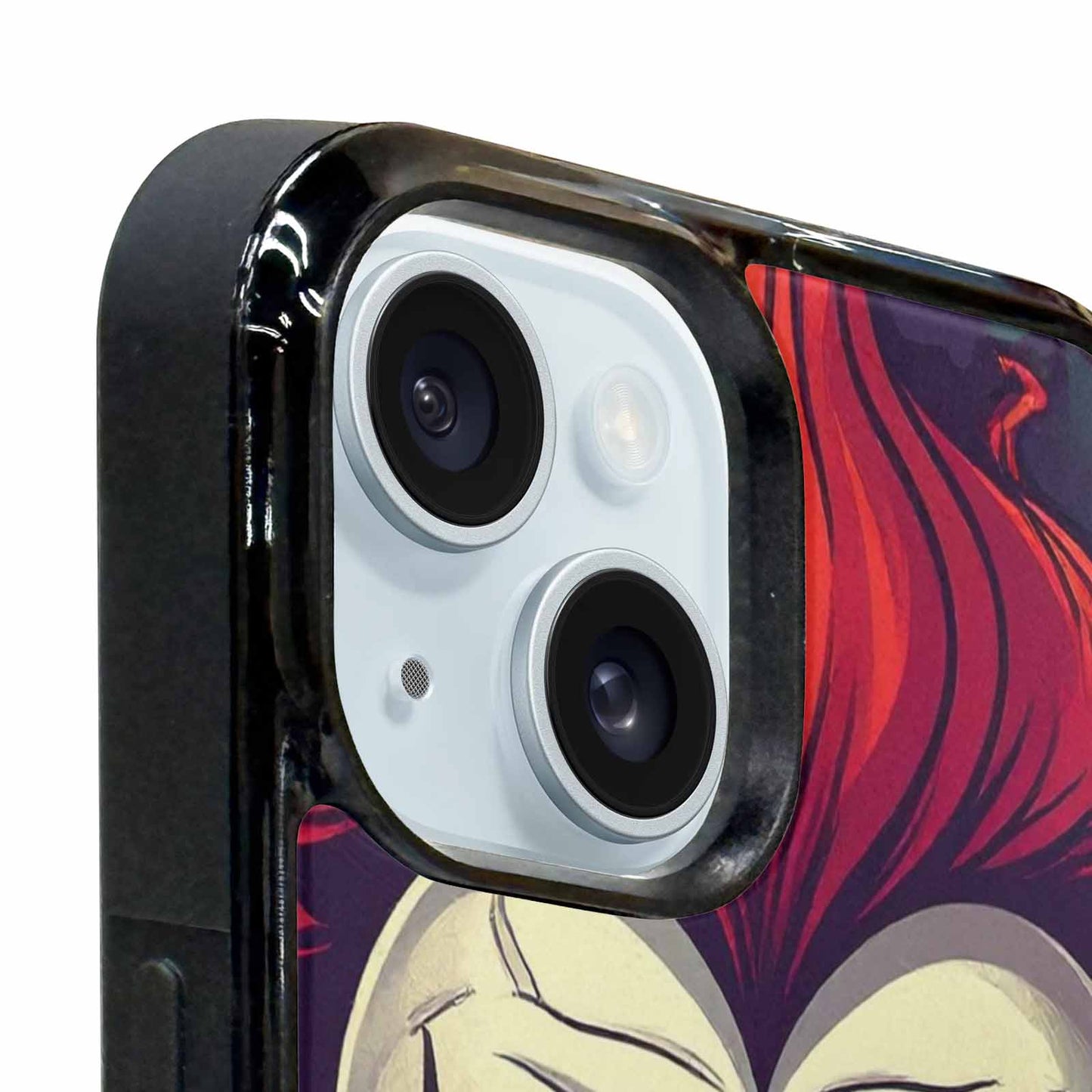 iPhone 15 Plus Case — Evil Circus Heads Faces Overlapping Patterns, Custom Designed Case Cover