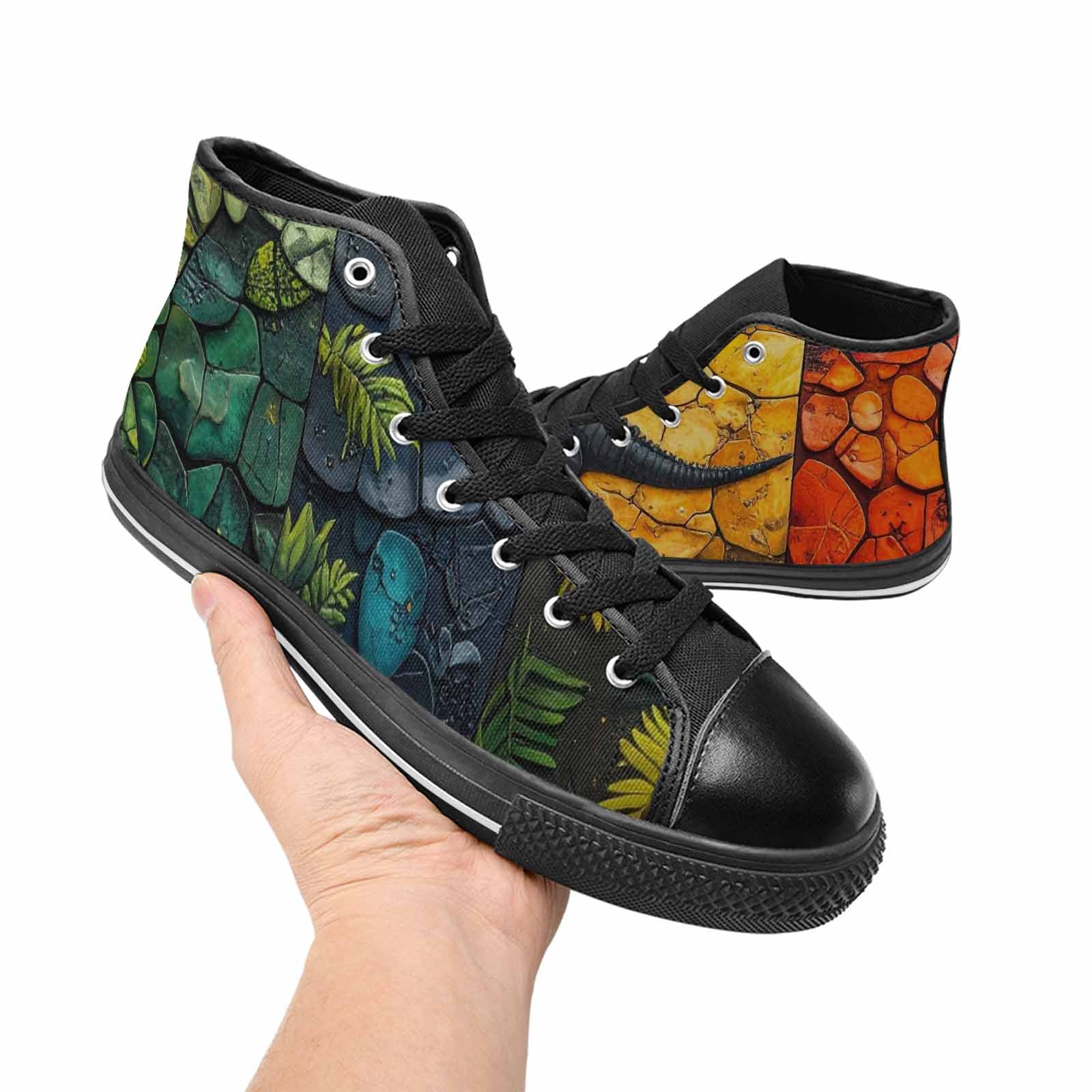 WOMEN'S Dinosaur Silhouette High Top Canvas Aesthetic Custom Shoes