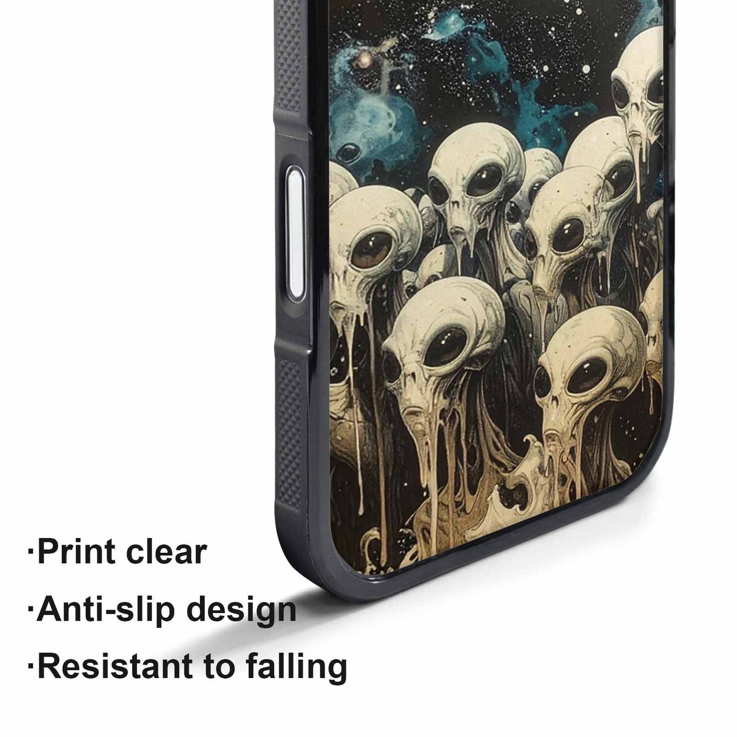iPhone 17 Pro Case — Melting Aliens Pattern Hundreds Of Alien, Personalized Phone Case