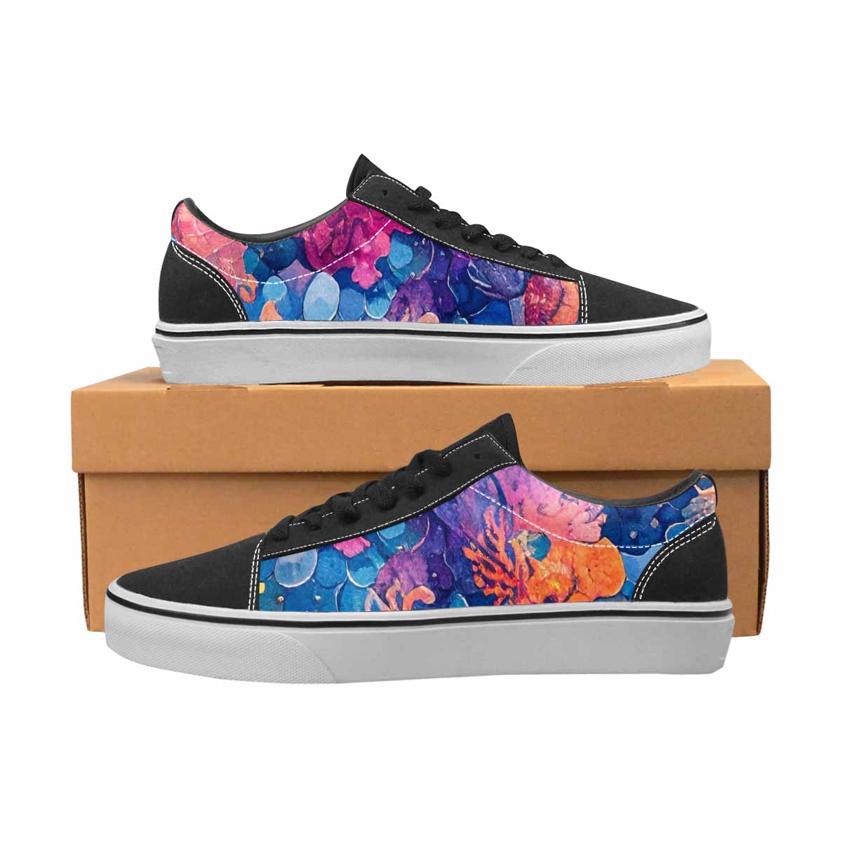 WOMEN'S Fish Scale Coral Canvas Lace-Up Aesthetic Custom Shoes