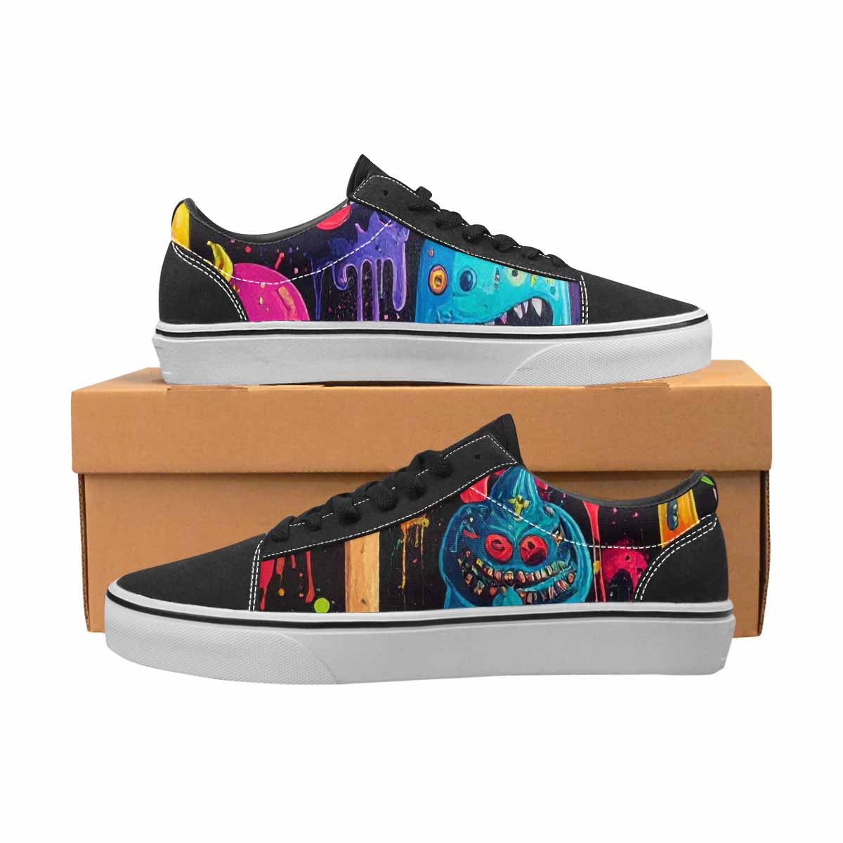 WOMEN'S Ice Cream Monsters  Lace-Up Canvas Surreal Custom Shoes