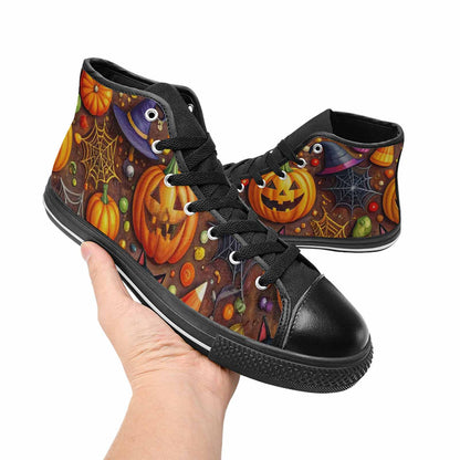 WOMEN'S Halloween High Top Canvas Neon Fantasy Custom Sneakers