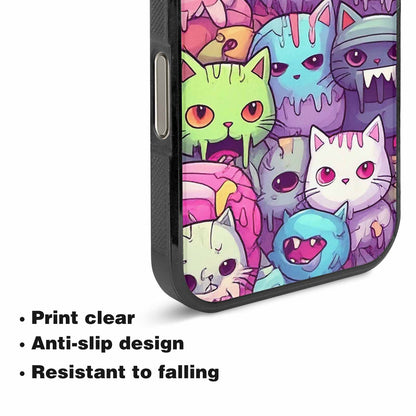 iPhone 16 Pro Max Case — Pastel Gore Cat Character Pattern Hundreds, Custom Art Phone Cover