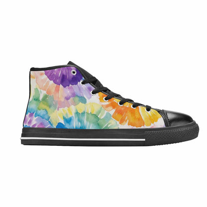 MEN'S Tie Dye Swirl High Top Canvas Wallpaper Art Custom Shoes