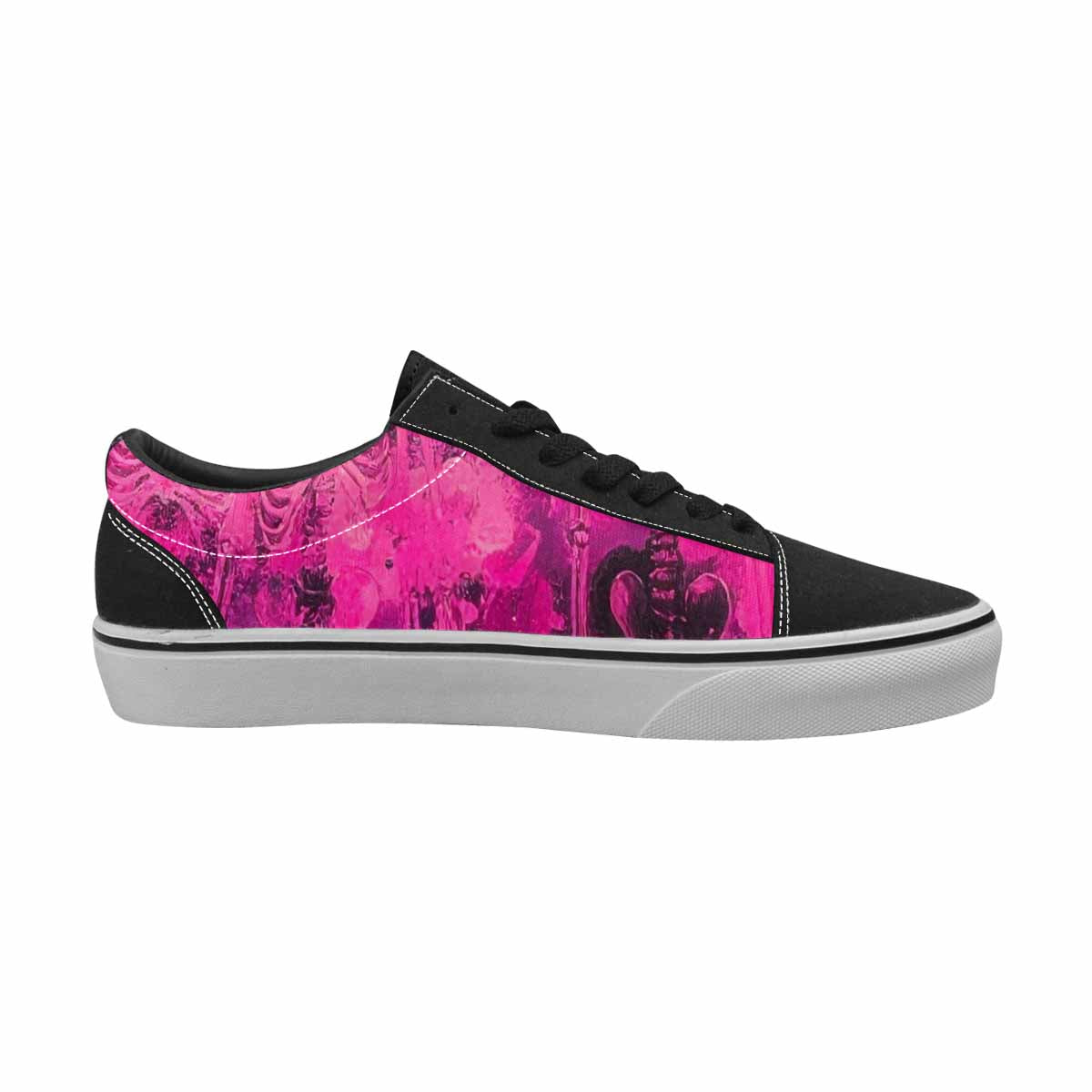 WOMEN'S Skeletons  Neon Pink Lace-Up Canvas Grunge Shoes