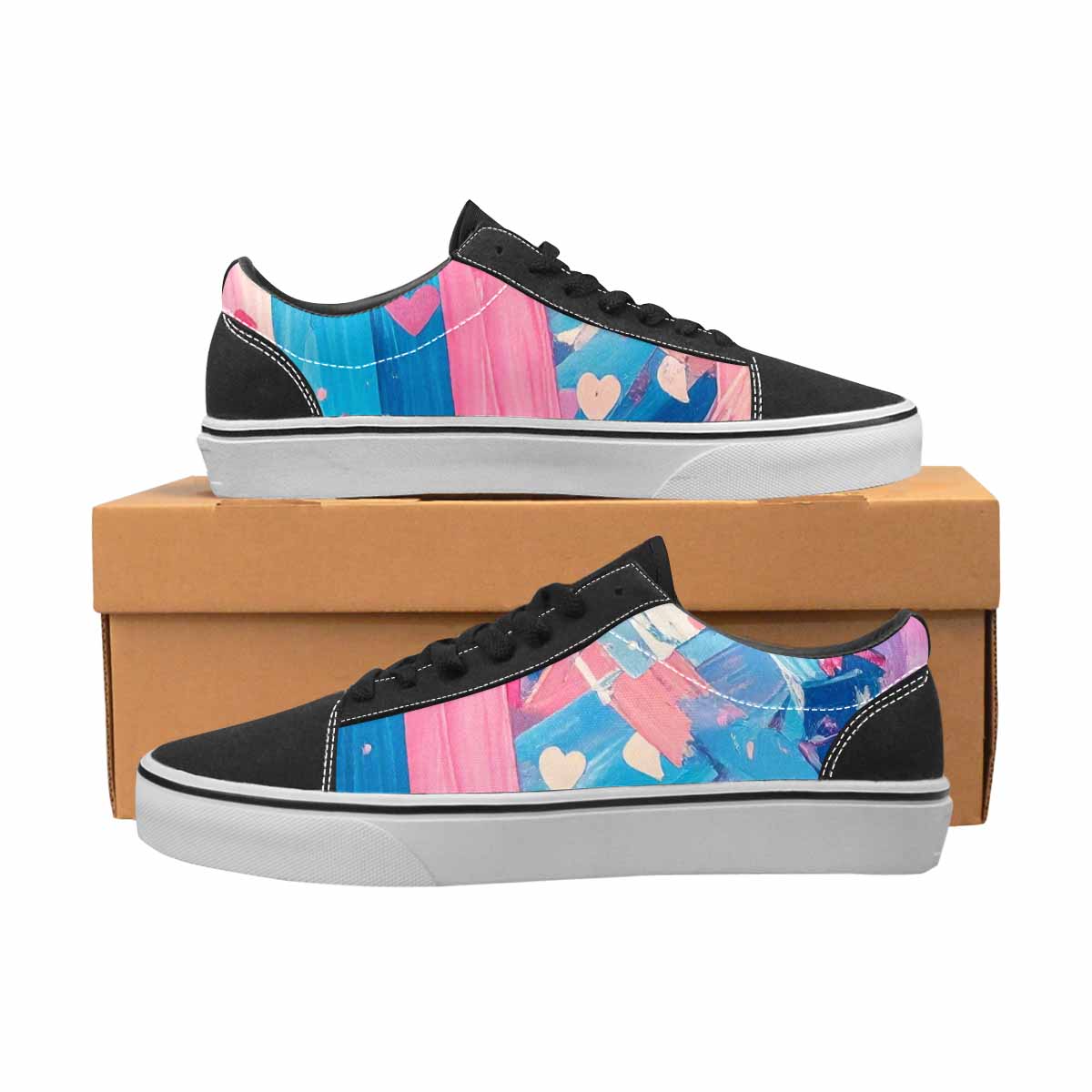 WOMEN'S Transgender Pride Flag Lace-Up Canvas Wallpaper Art Custom Sneakers