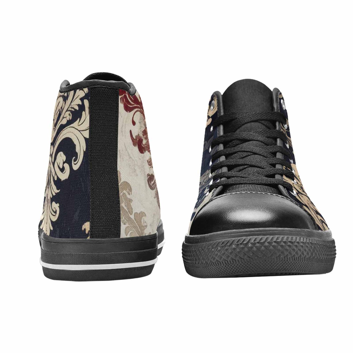 WOMEN'S Damask Ornamental Wallpaper High Top Canvas Aesthetic Custom Sneakers