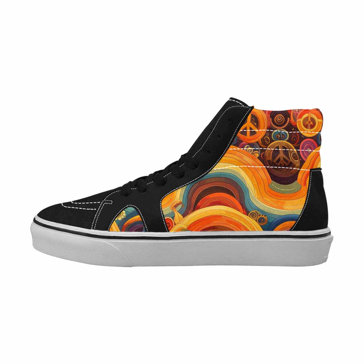 MEN'S Groovy 70S Peace High Top Canvas Surreal Custom Sneakers
