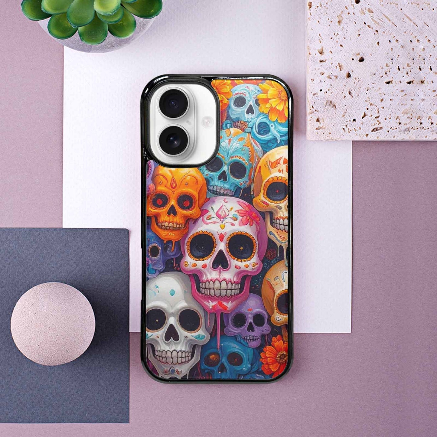 iPhone 16 Case — Sugar Skullsmelting Sugar Skulls 9h5, Custom Made Phone Cover
