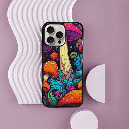 iPhone 16 Pro Max Case — Psychedelic Mushroom Cartoon Pattern, Custom Designed Case Cover