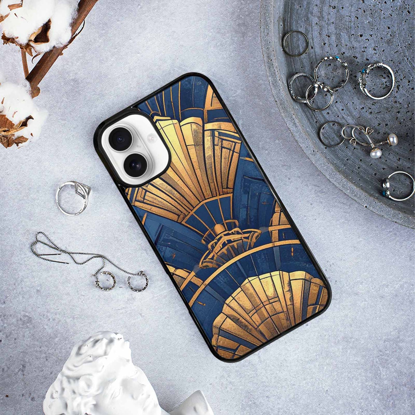 iPhone 16 Plus Case — Art Deco Illustration Pattern, Custom Print Case Cover