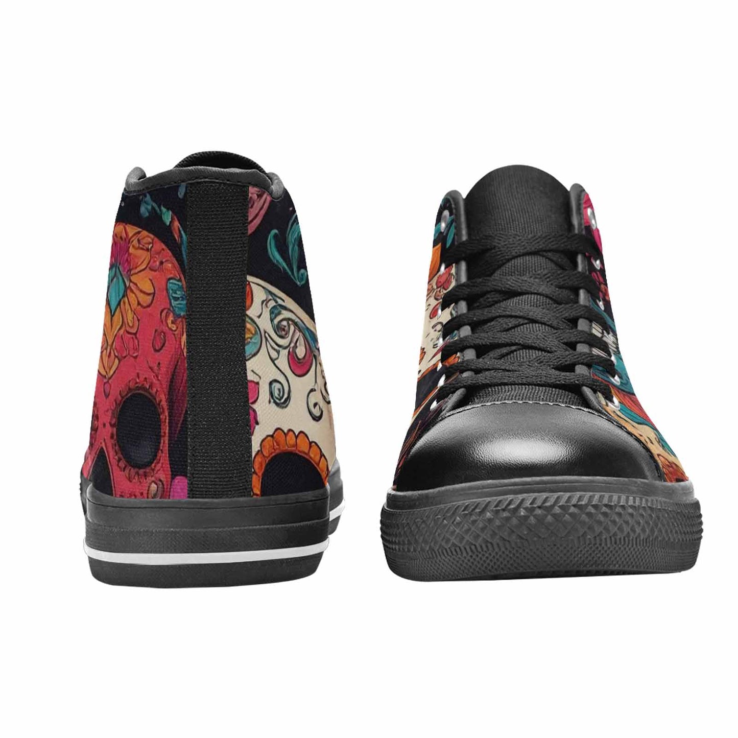 WOMEN'S Dia De Los Muertos Sugar Skull High Top Canvas Dark Academia Custom Sneakers