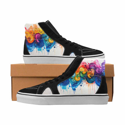 MEN'S Tie Dye Black & Blue Ink High Top Canvas Unique Print Aesthetic Custom Kicks