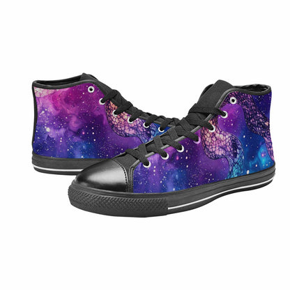 MEN'S Galaxy Snake Print High Top Canvas Dark Academia Custom Sneakers