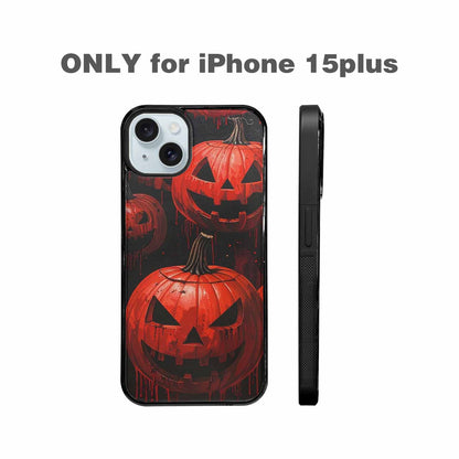 iPhone 15 Plus Case — Bloody Pumpkin Face Custom, Custom Phone Case