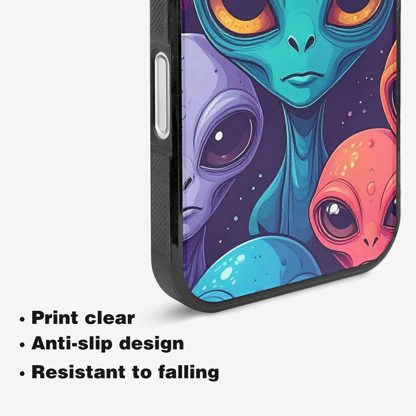iPhone 16 Plus Case — Alien Ufo Cartoon Art Pattern Groovy, Custom Art Phone Cover