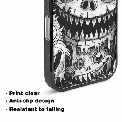 iPhone 15 Pro Max Case — Black And White Monster Face Collage, Personalized Phone Case