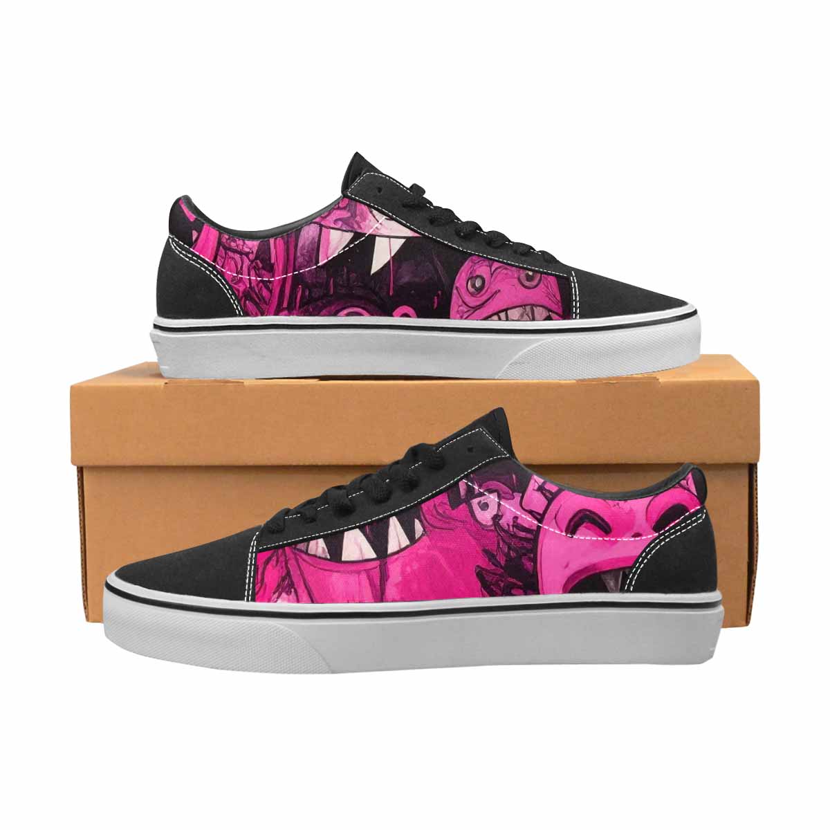 WOMEN'S Monsters (general) Lace-Up Canvas Melting Art Custom Sneakers