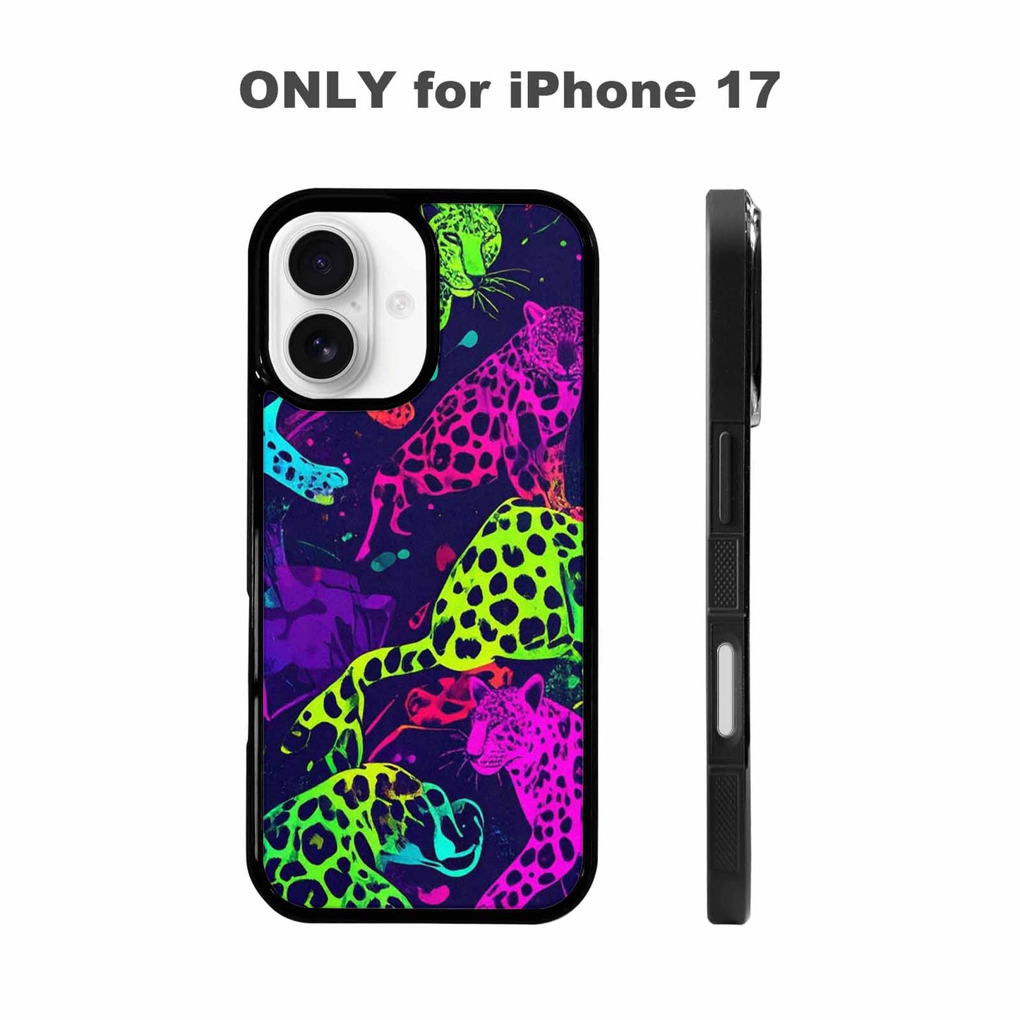 iPhone 17 Case — Leopard Print Neon Seamless Animal Print, Custom Printed Phone Case