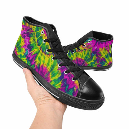 WOMEN'S Tie Dye - High Top Canvas Wallpaper Art Custom Sneakers