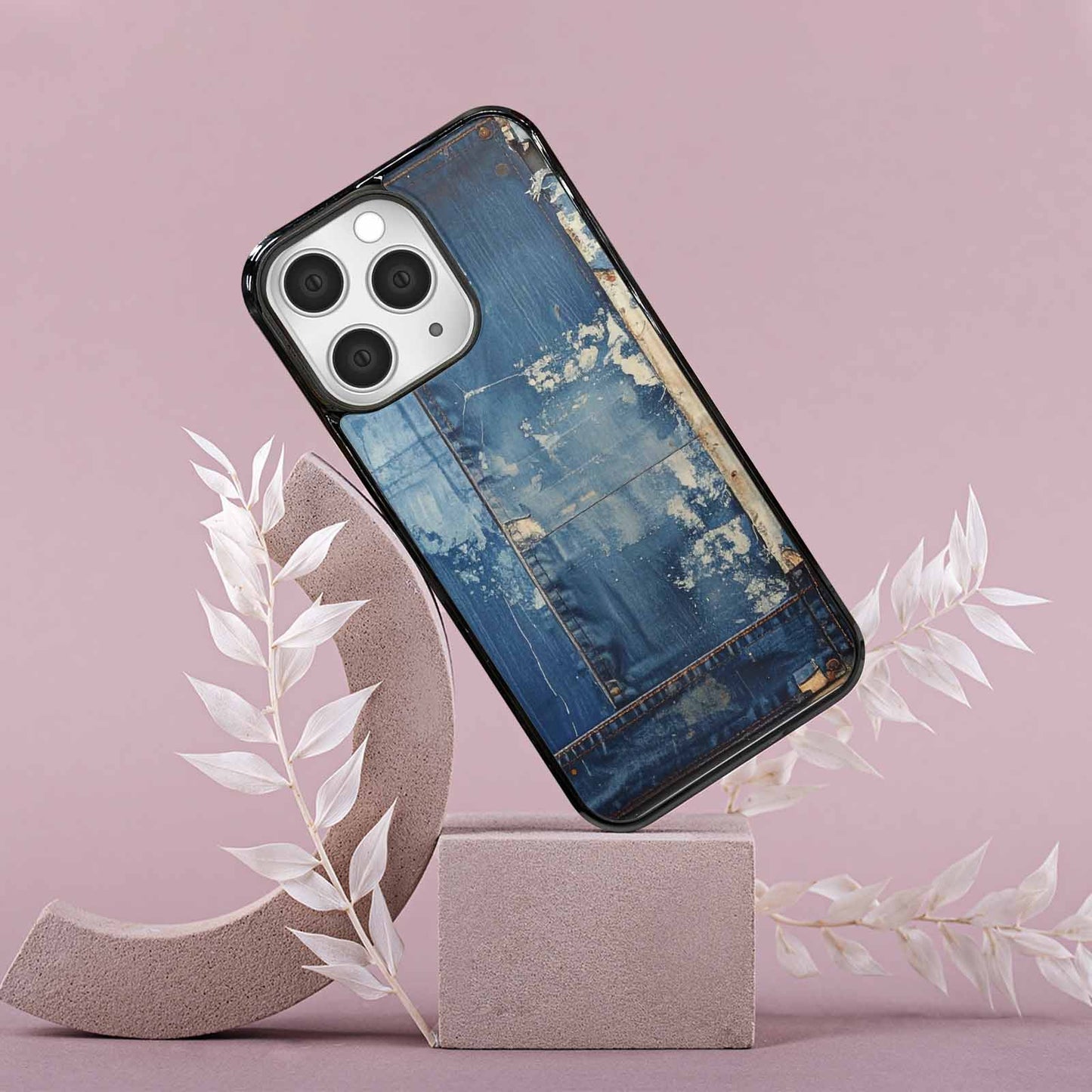iPhone 15 Pro Max Case — Denim Distressed Textures Print Edge To, Unique Phone Case Design