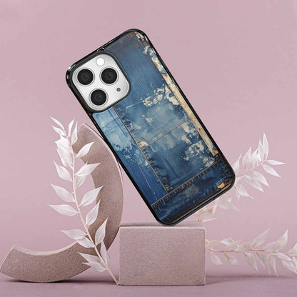 iPhone 15 Pro Max Case — Denim Distressed Textures Print Edge To, Unique Phone Case Design