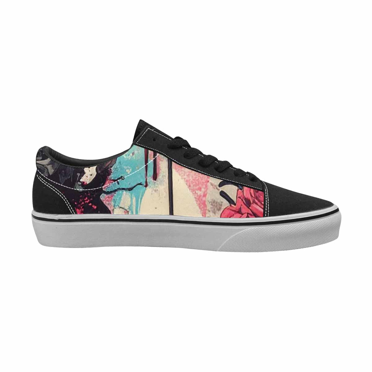 WOMEN'S Skulls Roses Skulls Roses Lace-Up Canvas Kaleidoscope Custom Sneakers