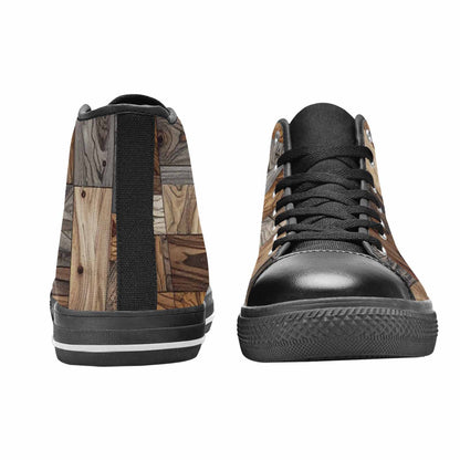 MEN'S Wood Grain Texture High Top Canvas Dark Academia Custom Shoes