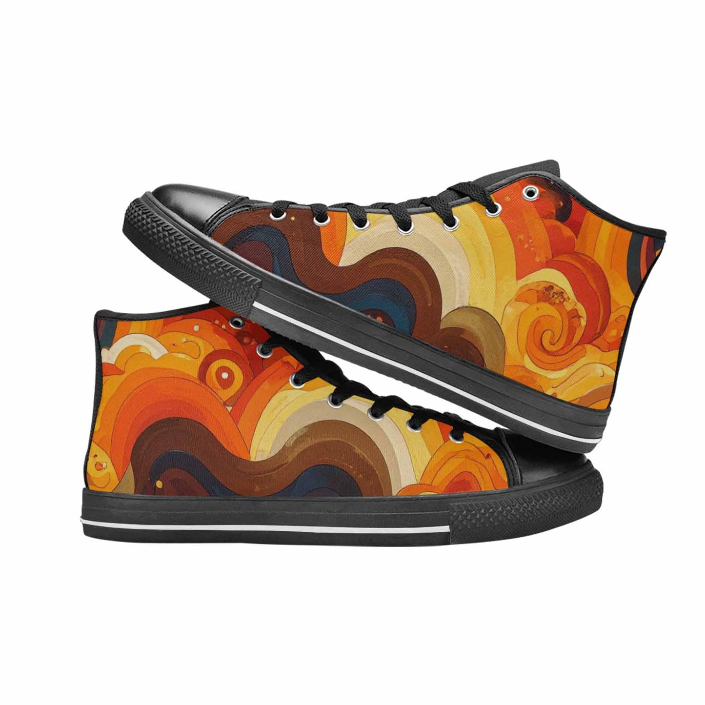 WOMEN'S Groovy 70S Peace High Top Canvas Dark Academia Sneakers