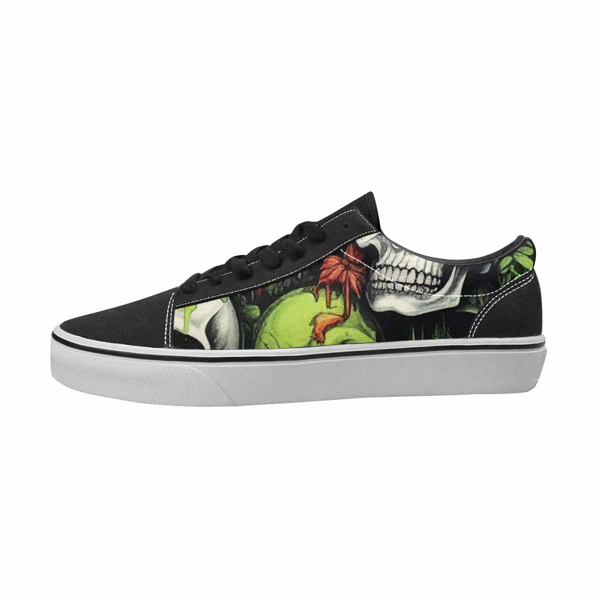 MEN'S Skulls Black & Green Ink Canvas Boutique Dreamcore Custom Art Shoes