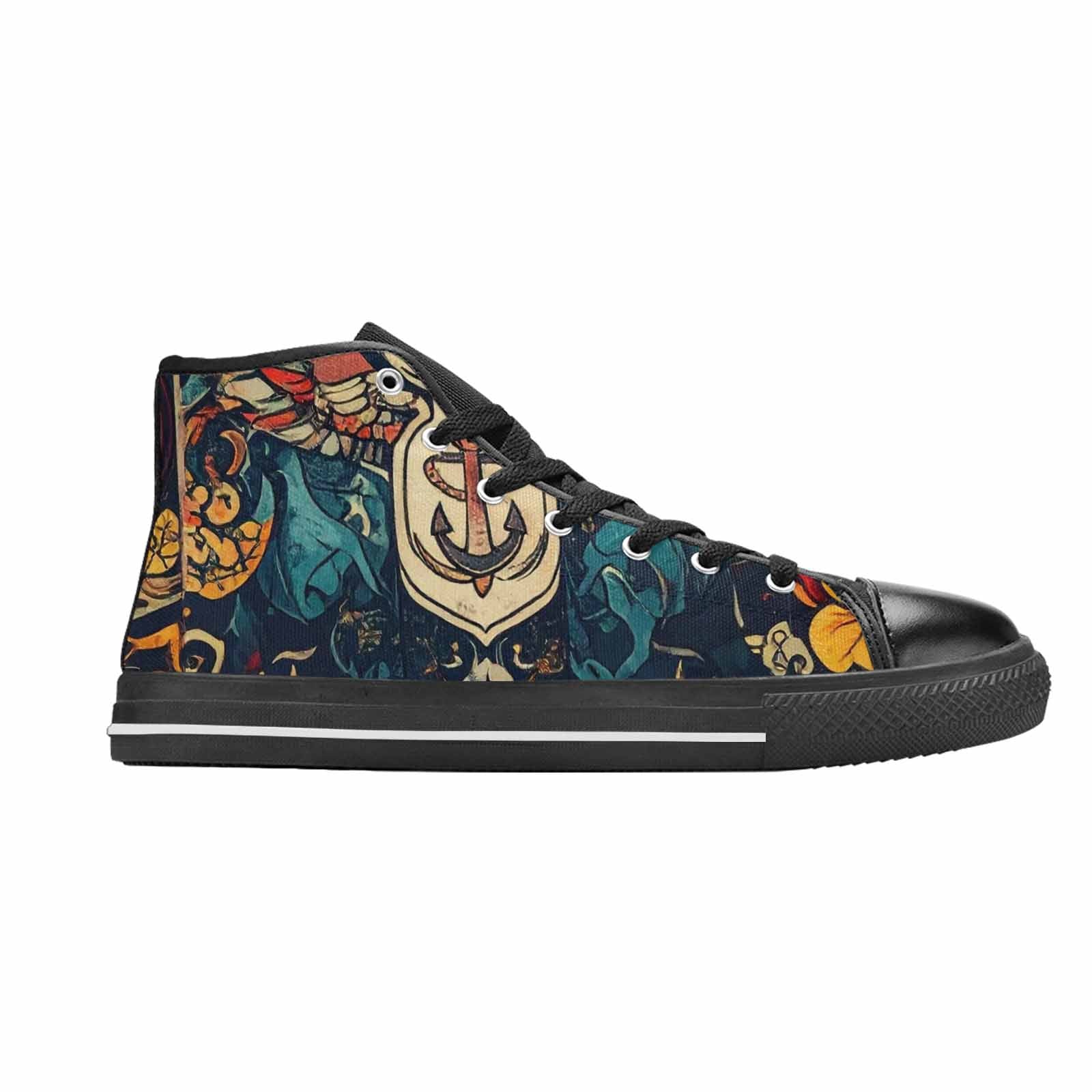 WOMEN'S Old School Tattoo High Top Canvas Neon Fantasy Custom Sneakers