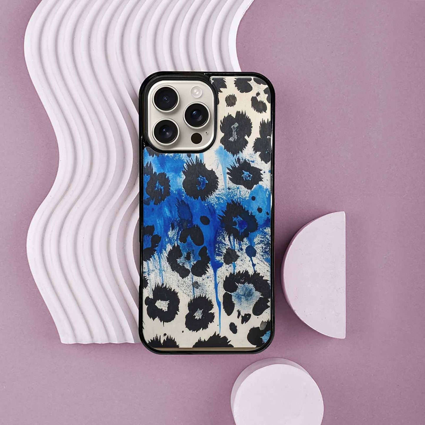 iPhone 16 Pro Max Case — Animal Print Black Blue Ink Animal, Customized Protective Case