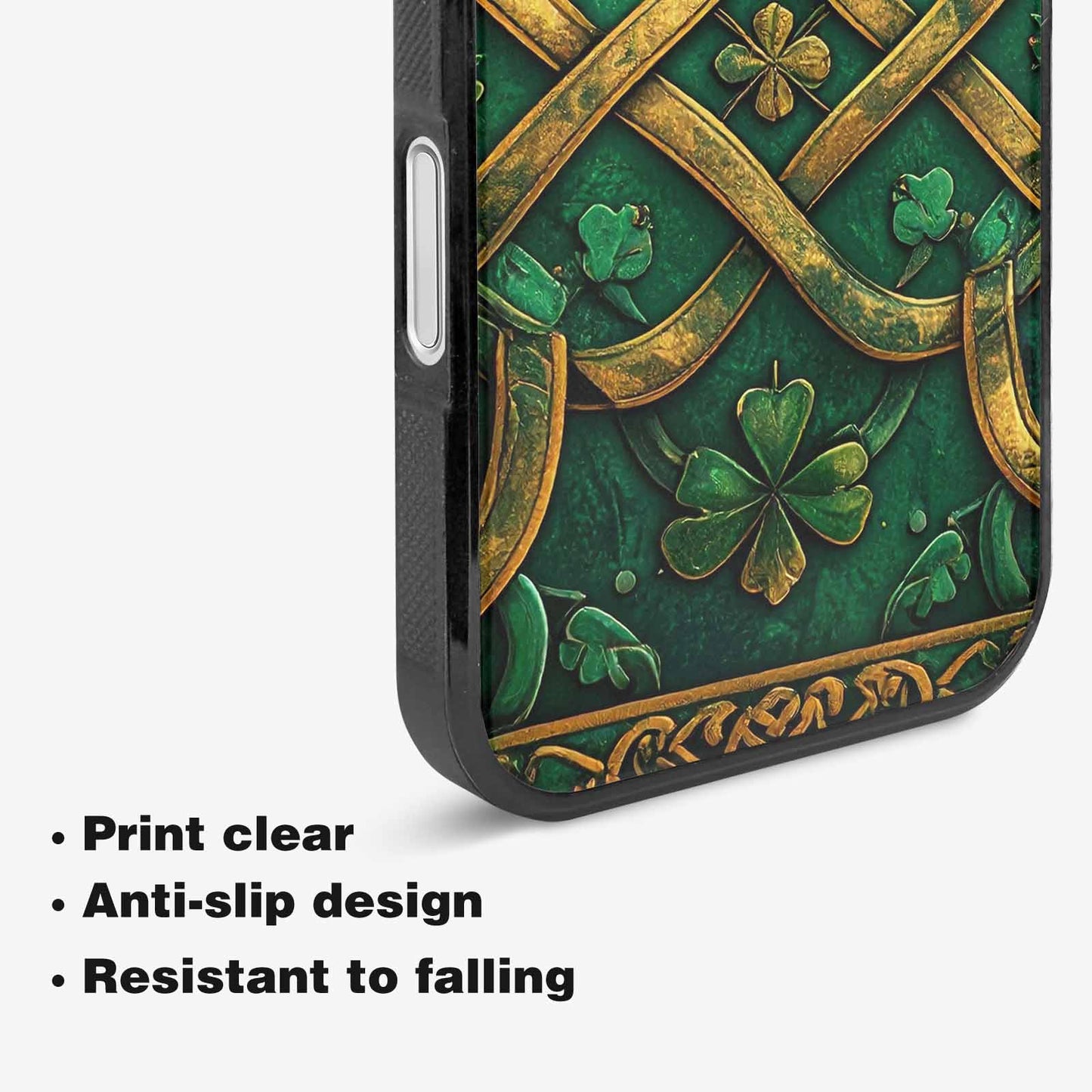 iPhone 16 Plus Case — Irish Celtic Knot Pattern Shamrocks Seamless, Personalized Phone Case