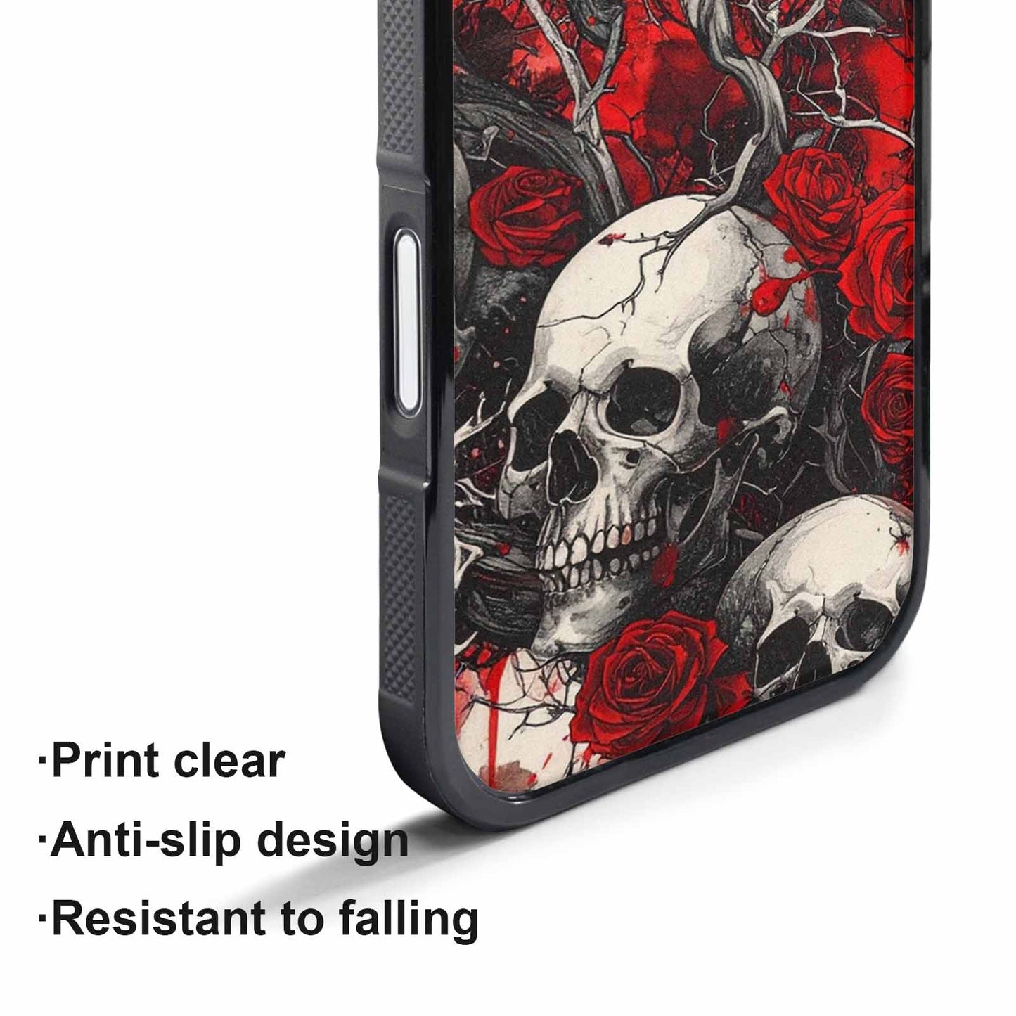 iPhone 17 Pro Max Case — Skull And Roses Black Gothic Skulls, Custom Art Phone Cover